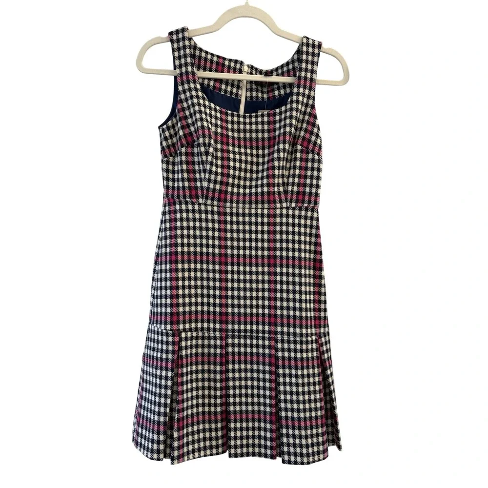 J.CREW Y2K Vintage Inspired Ivory Pink Plaid Tweed A-Line Lined‎ Zip 0P
